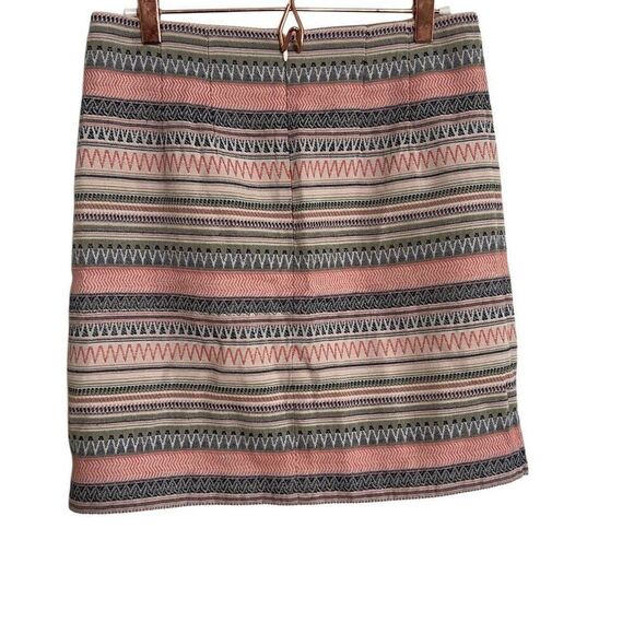 Loft Outlet Aztec Striped Straight Pencil Skirt Pink Blue Size 2 - Picture 6 of 6